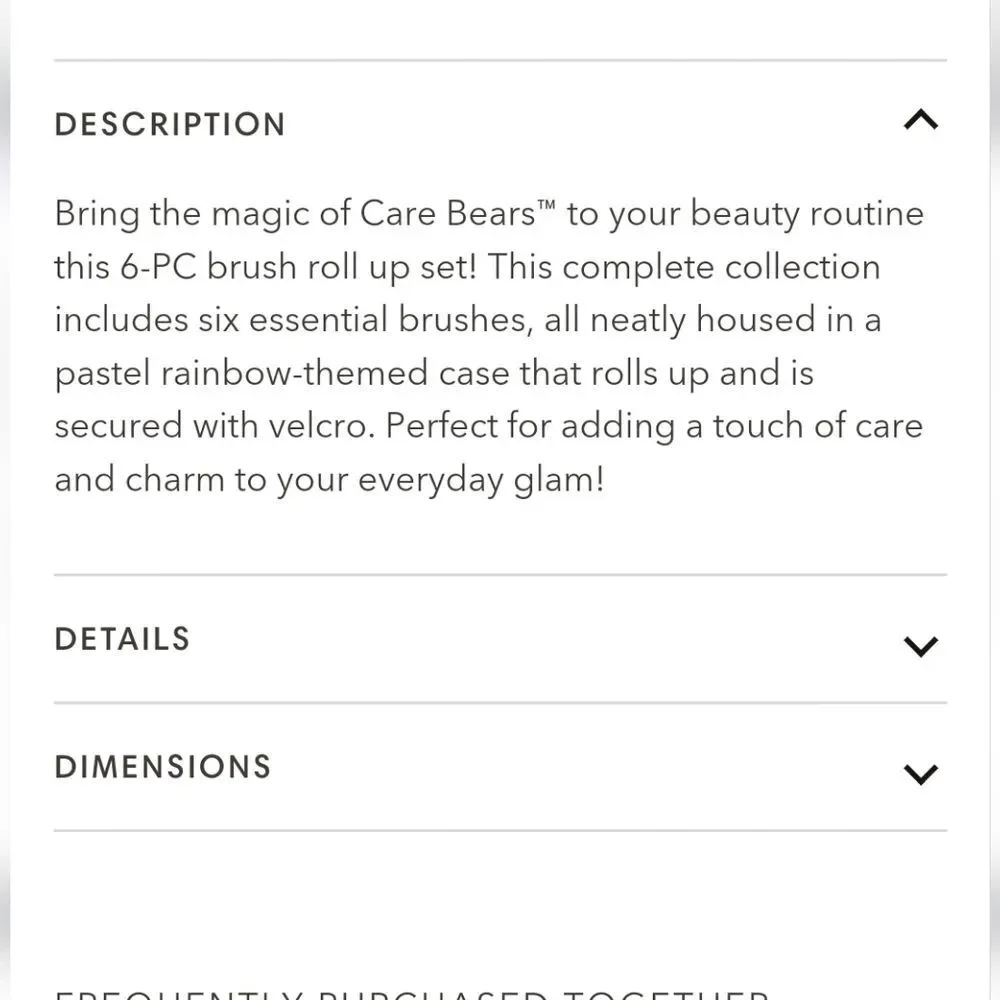 Care Bears x Impressions 6-PC‎ Dreamland Makeup Brush Set & Roll-Up Case